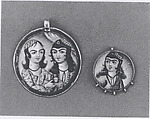 Portrait of a Couple in a Round Pendant, Gold; enamel-painted